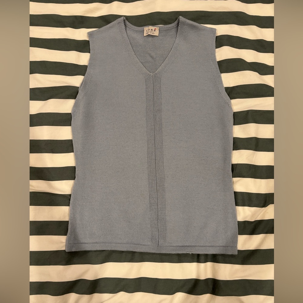 Grey blue Wool V Neck Sweater tank